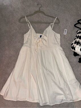 Old Navy Cream Tie-Front Sundress